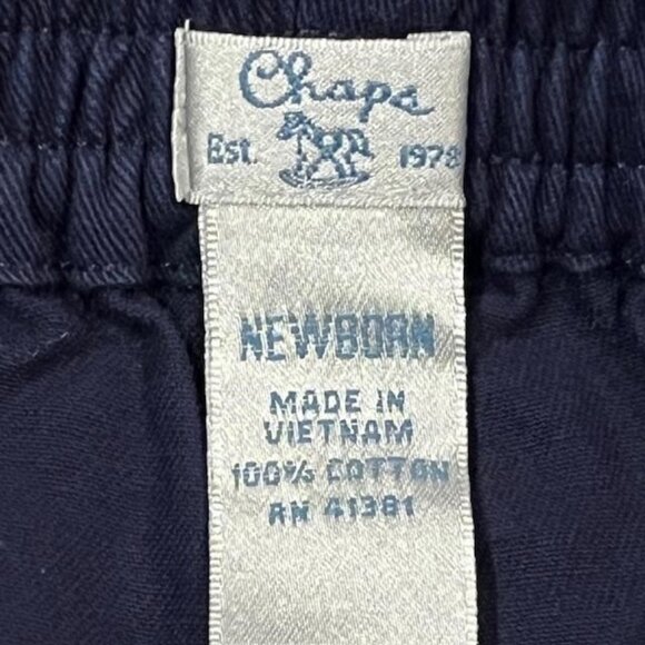 CHAPS Newborn Collection Baby Boy 2 Piece Plaid Shirt And Navy Pants Set NWT - Picture 5 of 9